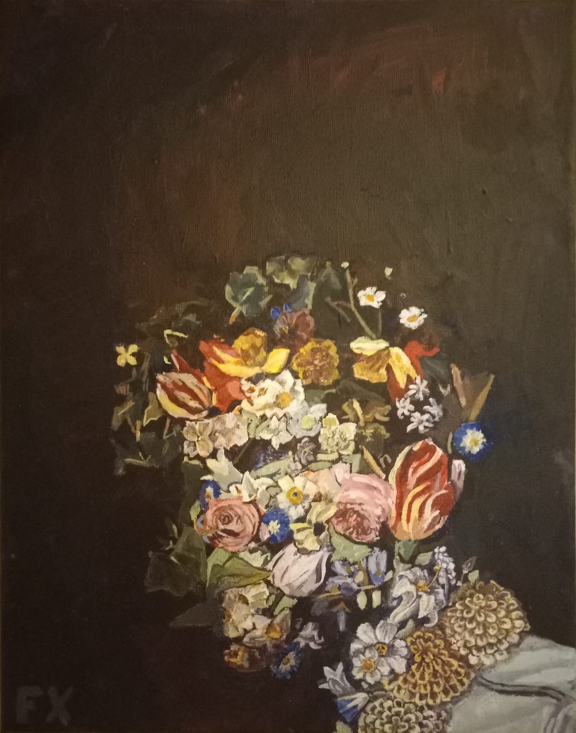 Mr. Flower. Acrylic self-portrait where I'm all flowers.